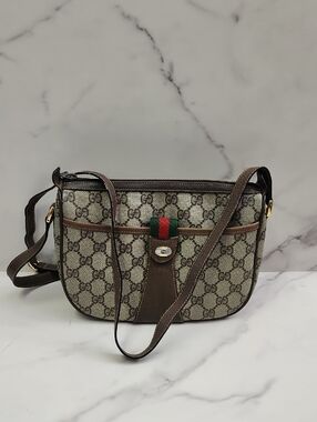 Authentic Vintage Gucci Canvas Sherry Line Shoulder Bag With Digital COA